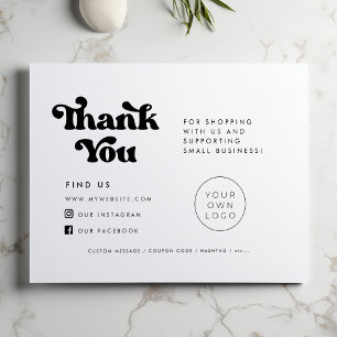 Visite Carte d'insertion de Merci rétro élégant
