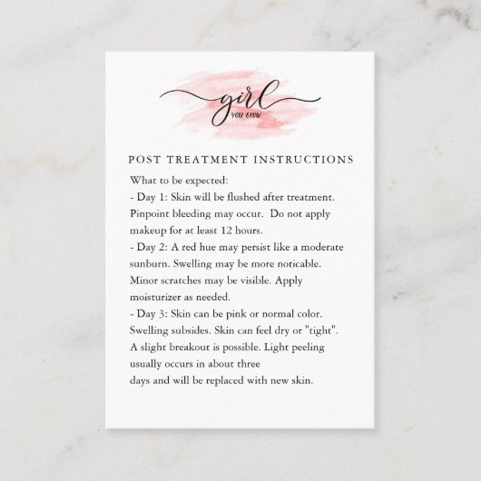 Visite Carte d'instructions de suivi de Microneedling (Devant)