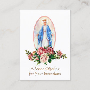 Visite Carte d'intention de messe catholique Vierge Marie