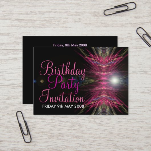 Visite Carte d'invitation de fête d'anniversaire (Devant/Arrière en situation)