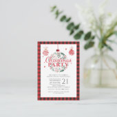 Visite Carte d'invitation de fête de Noël à carreaux rust (Debout devant)