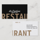 Visite Carte double face de restauration de concepteur (Devant / Derrière)