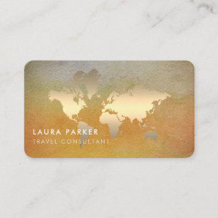 Visite Carte du monde Agent de voyage Watercolor Gold Tou