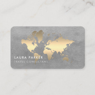 Visite Carte du monde Agent de voyage Watercolor Gold Tou