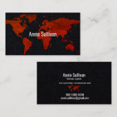 Visite carte du monde élégant agent de voyage noir (Devant / Derrière)