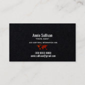 Visite carte du monde élégant agent de voyage noir (Dos)