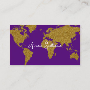Visite Carte du monde Faux Gold Agent de voyage Purple