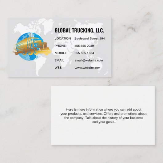 Visite Carte du monde / Globe | Logo de semi-camion (Devant / Derrière)