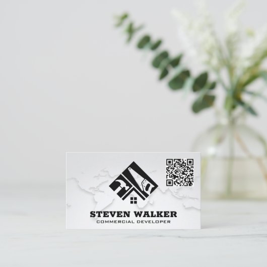 Visite Carte du monde | Logo de construction | Code QR (Debout devant)