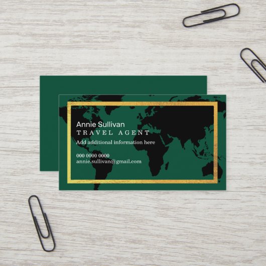 Visite Carte du monde verte pour agent de voyages interco (Devant/Arrière en situation)