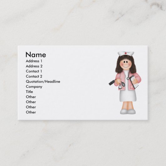 Visite Carte du profil de l'infirmière (Devant)