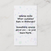 Visite Carte faite sur commande de Childcare de (Dos)