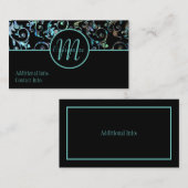 Visite Carte florale de turquoise de monogramme et de (Devant / Derrière)