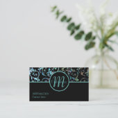 Visite Carte florale de turquoise de monogramme et de (Debout devant)