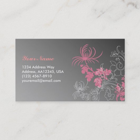 Visite Carte florale élégante de profil (Devant)