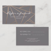 Visite Carte géométrique de référence d'or rose élégant (Devant / Derrière)