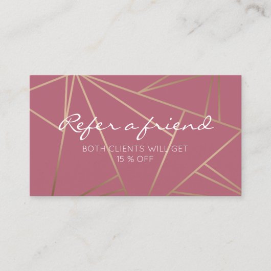Visite Carte géométrique de référence d'or rose élégant (Devant)