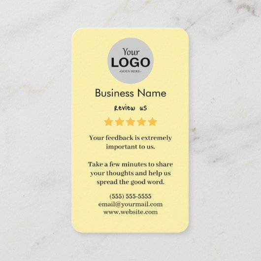 Visite Carte Google de révision (Dos)