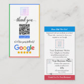Visite Carte Google de révision avec coupon coupon coupé (Devant / Derrière)
