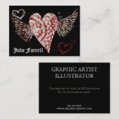 Visite Carte illustrée d'artiste de coeur (Devant / Derrière)