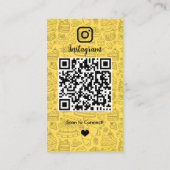 Visite Carte Instagram de boulangerie jaune moderne Code (Dos)