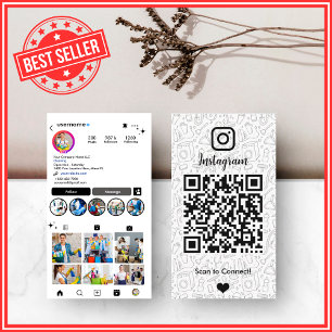 Visite Carte Instagram QR de Ménage Minimaliste Blanc