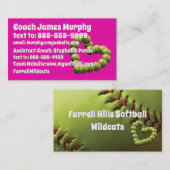 Visite Carte jaune de car de coeur du base-ball (Devant / Derrière)