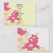 Visite Carte jaune rose de profil de contact de fleurs (Devant / Derrière)