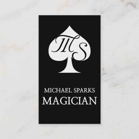 Visite Carte Magicien de Poker noir et blanc (Devant)