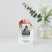 Visite Carte mémoire Rose Fleurs de jardin Floral (Debout devant)