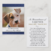 Visite Carte Mémorial pour animaux de compagnie bleu mari (Devant / Derrière)