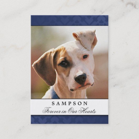 Visite Carte Mémorial pour animaux de compagnie bleu mari (Devant)