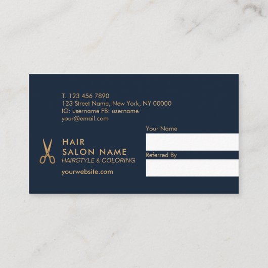 Visite Carte minimale de référence de coiffeur de ciseaux (Dos)