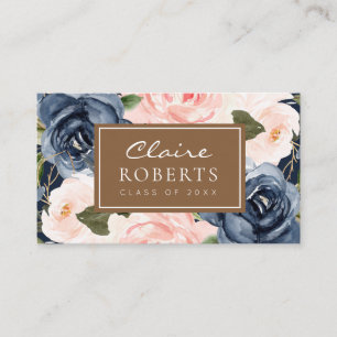 Visite Carte moderne de graduation florale bleue