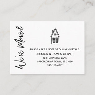 Visite Carte moderne "Nous avons bougé" avec dessin de l