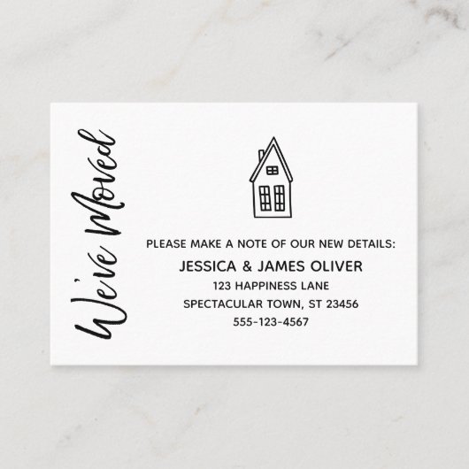 Visite Carte moderne "Nous avons bougé" avec dessin de la (Devant)