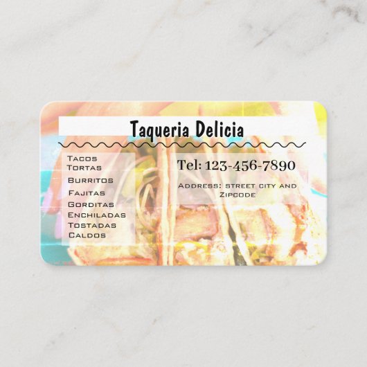 Visite carte modifiable de taqueria / restaurant (Devant)
