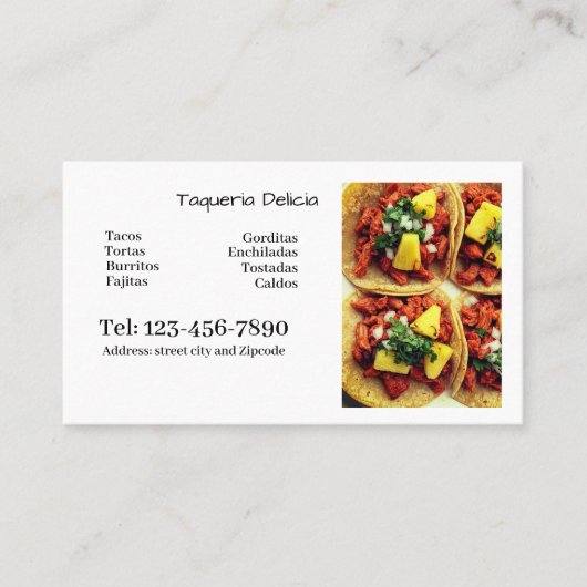 Visite carte modifiable de taqueria / restaurant (Devant)