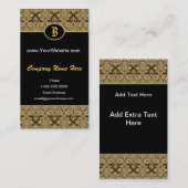 Visite Carte noire de profil de monogramme de damassé (Devant / Derrière)