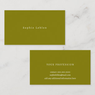 Visite Carte Olive Minimaliste avec Style de Police Serif