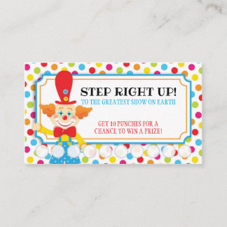 Visite Carte perforée de clown de cirque