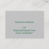 Visite Carte photo d'ATC de fleur de poire de Bradford (Dos)