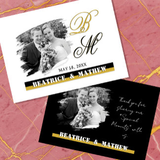 Visite Carte photo de mariage élégant, Carte de remerciem