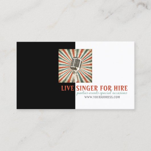 Visite Carte photo de microphone de location de chanteur (Devant)