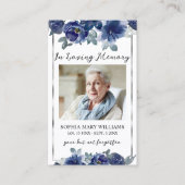 Visite Carte photo de prière funéraire des Fleurs bleues (Devant)