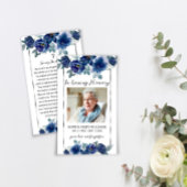 Visite Carte photo de prière funéraire des Fleurs bleues