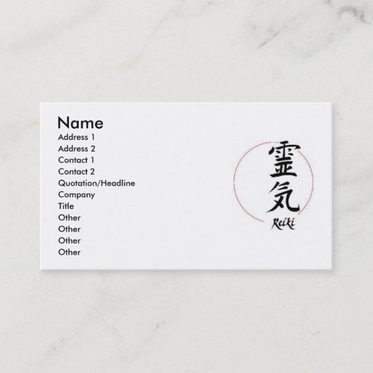 Visite Carte potelée de Reiki (Devant)