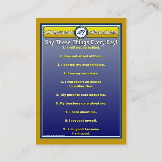 Visite Carte pratique de portefeuille d'affirmations (Devant)