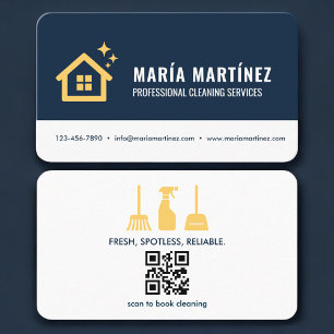 Visite Carte professionnelle de nettoyage de maison bleu 