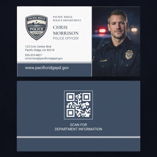 Visite Carte professionnelle de police avec code QR photo